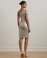 Lauren Ralph Women's Metallic One-Shoulder Cocktail Dress