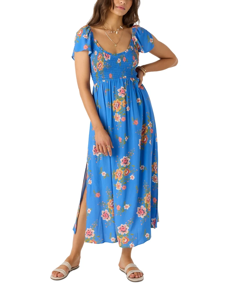 O'Neill Juniors' Larissa Printed Smocked Midi Dress