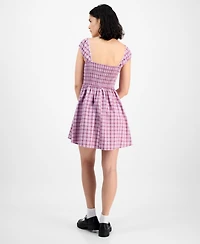 Kingston Grey Juniors' Plaid Cotton Mini Dress