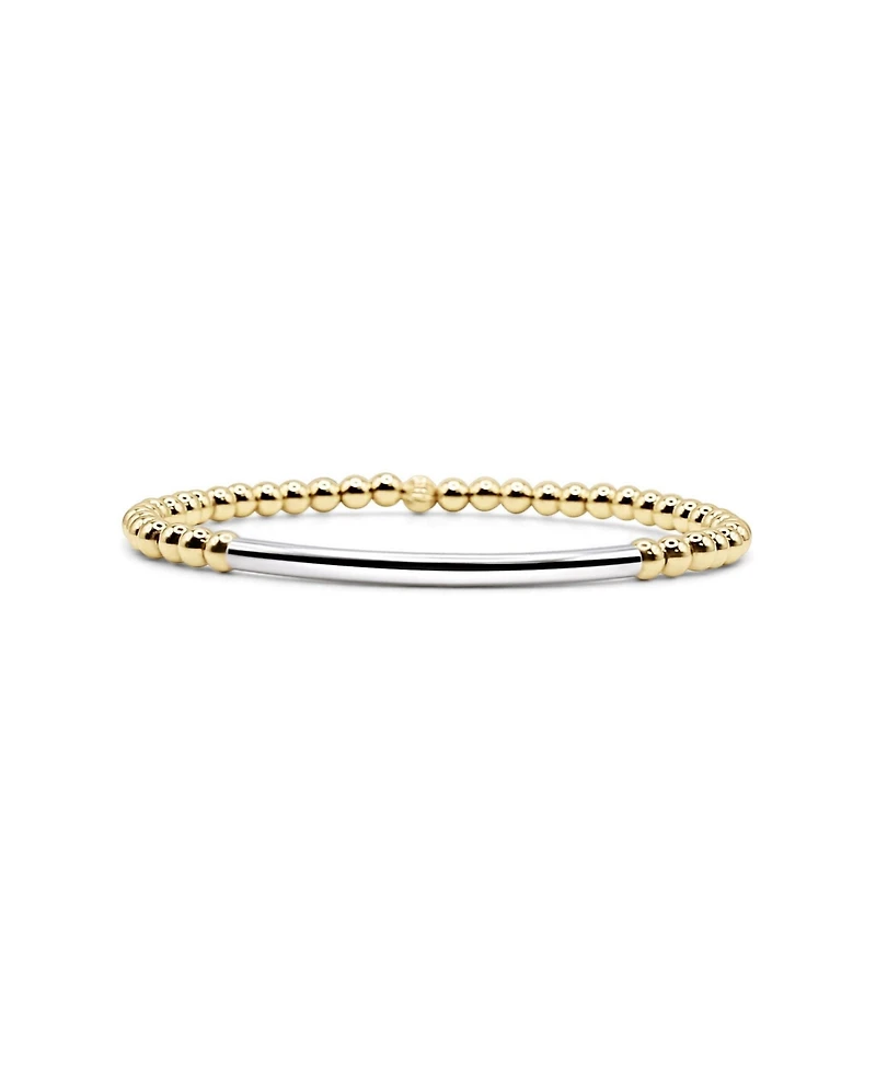Non-Tarnishing 4mm Gold Filled Ball and Sterling Silver Tube Stretch Bracelet