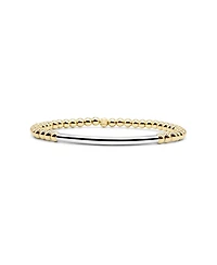 Non-Tarnishing 4mm Gold Filled Ball and Sterling Silver Tube Stretch Bracelet