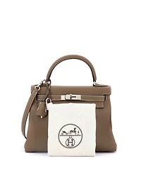 Pre-Owned Hermes Kelly 28 Handbag Grey Togo with Palladium Hardware