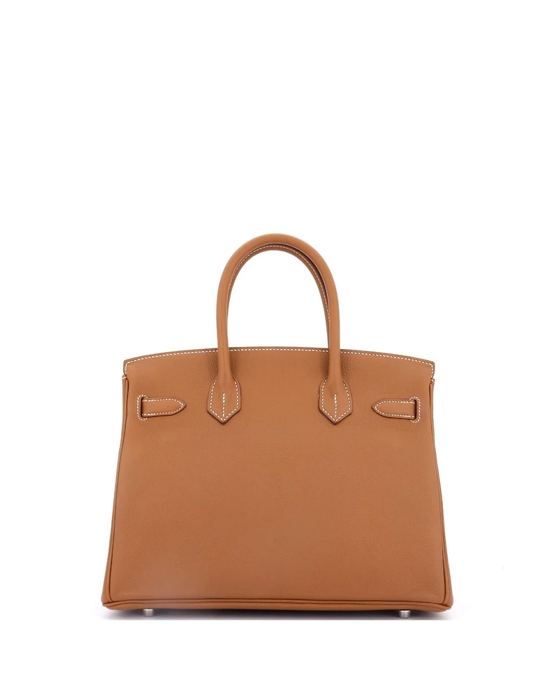 Pre-Owned Hermes Birkin 30 Handbag Brown Maurice with Palladium Hardware