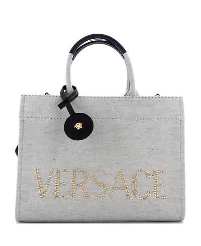 Pre-Owned Versace Large La Medusa Tote Studded Canvas