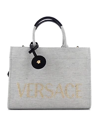 Pre-Owned Versace Large La Medusa Tote Studded Canvas