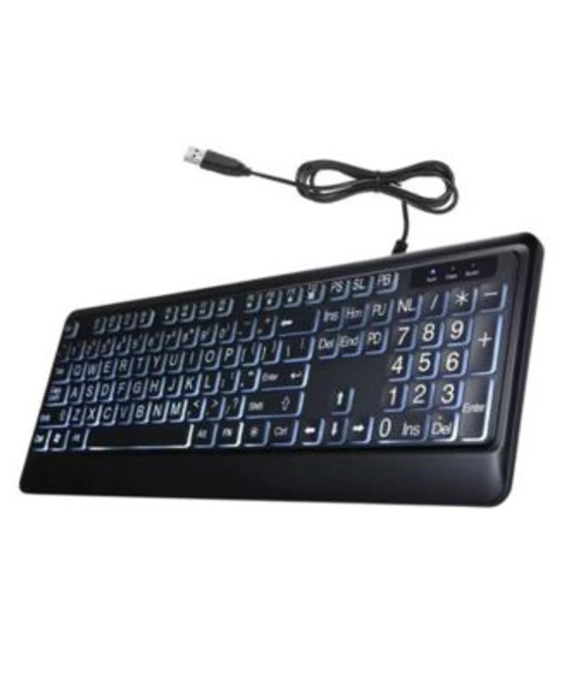 risokeys 104 Keys Wired Keyboard Usb Interface Large Print Multimedia Backlit Elderly Keyboard Led Mechanical Keyboard (Black