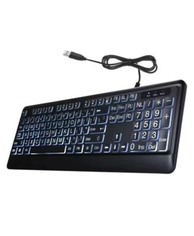 risokeys 104 Keys Wired Keyboard Usb Interface Large Print Multimedia Backlit Elderly Keyboard Led Mechanical Keyboard (Black