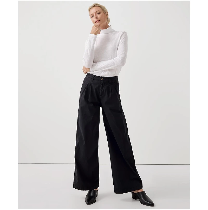 Pact Women's Organic Cotton Boulevard Brushed Twill Wide Leg Trouser