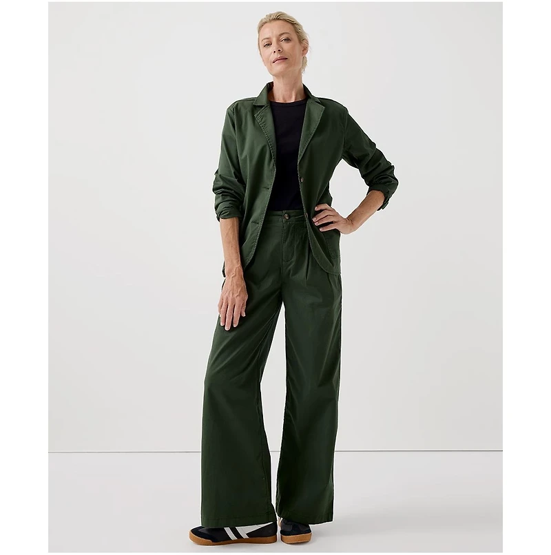 Pact Women's Organic Cotton Boulevard Brushed Twill Wide Leg Trouser