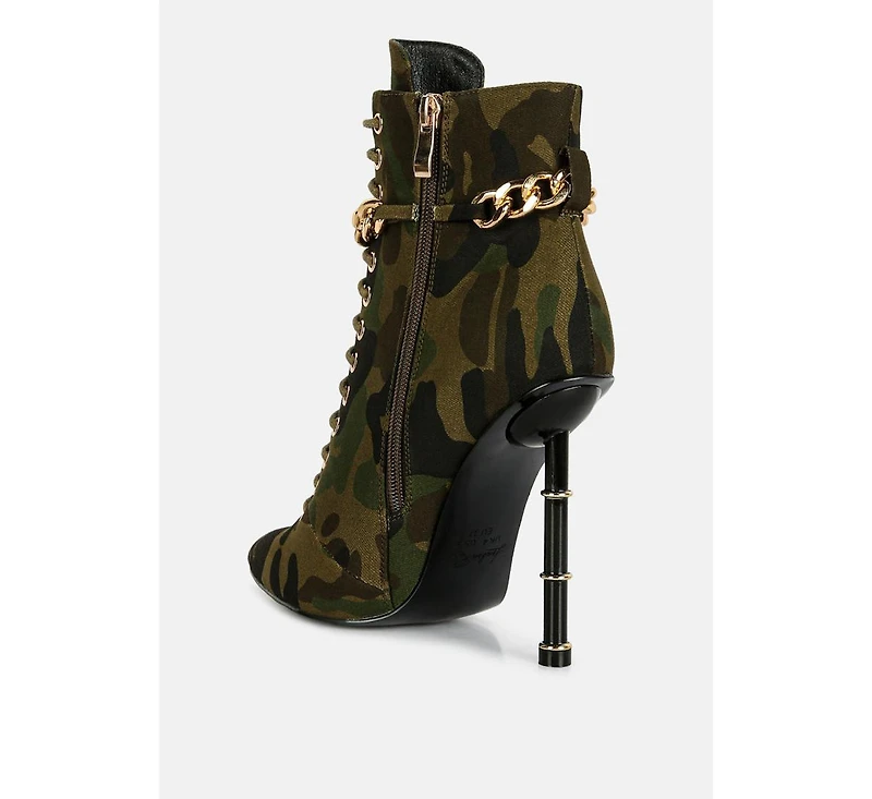 moulin ringed stiletto camouflage ankle boot