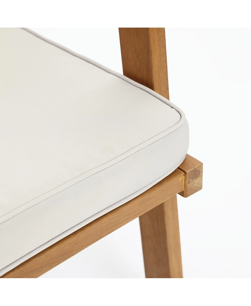 LuxenHome Outdoor Acacia Wood Rope Back Loveseat with Cushions and Coffee Table Set