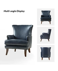 Hardamon Contemporary Leather Arm Chair with Nailhead Trim