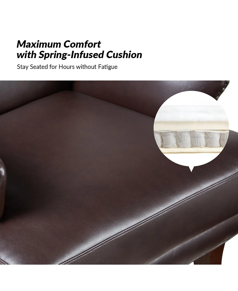 Hardamon Contemporary Leather Arm Chair with Nailhead Trim