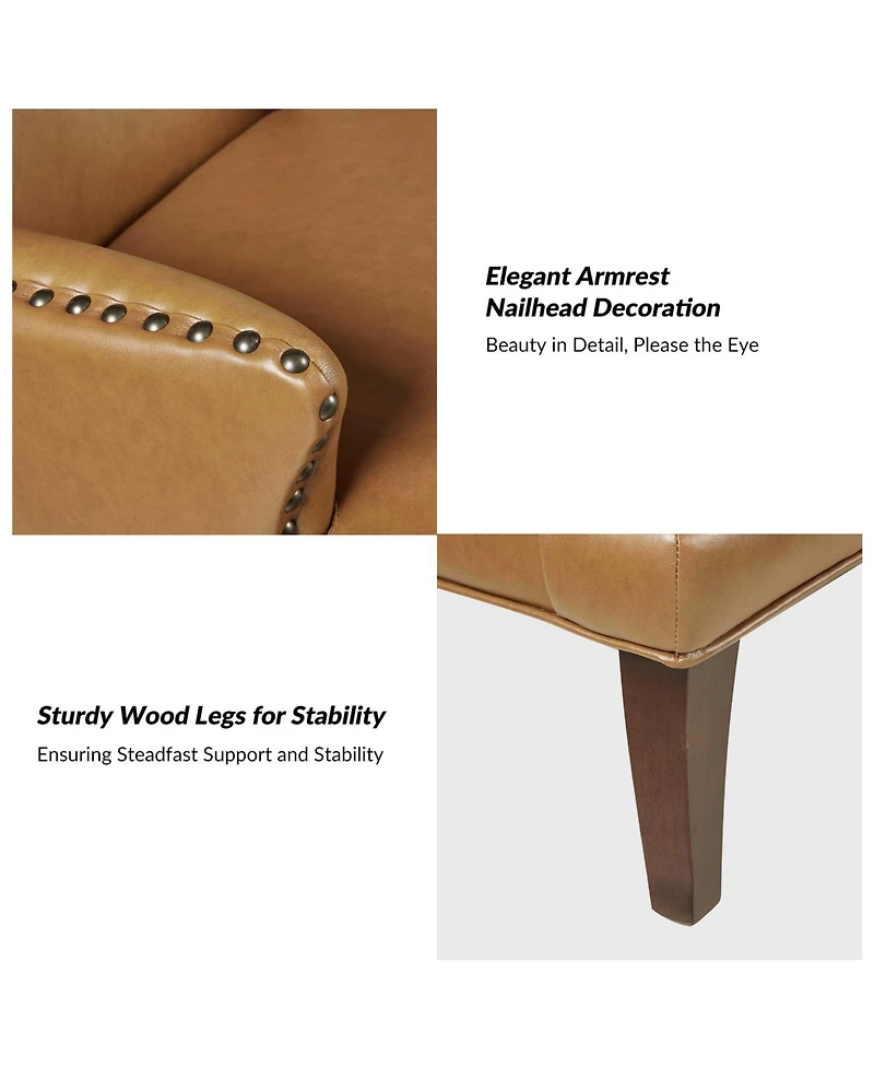 Hardamon Contemporary Leather Arm Chair with Nailhead Trim