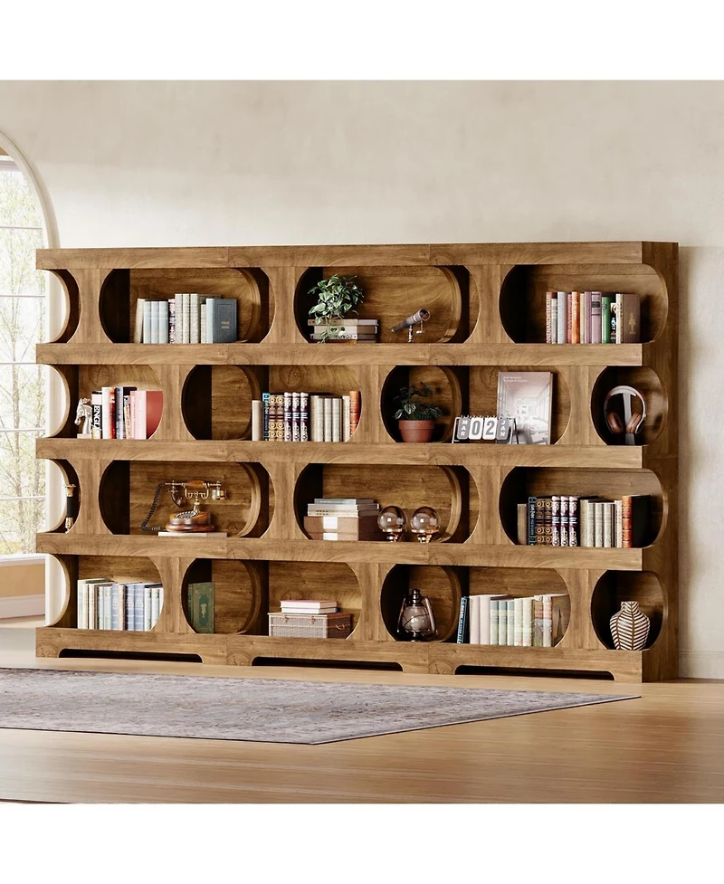 Tribesigns 71" Tall Bookcase, 4-Tier S-Shaped Bookshelf, Wood Decorative Storage Shelving,Library Book Shelf Unit for Home Office Living Room Bed