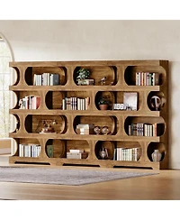 Tribesigns 71" Tall Bookcase, 4-Tier S-Shaped Bookshelf, Wood Decorative Storage Shelving,Library Book Shelf Unit for Home Office Living Room Bed
