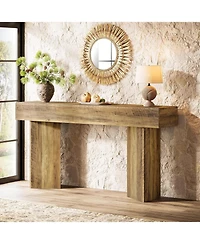 Tribesigns 63-Inch Farmhouse Console Table, Narrow Long Sofa Table Behind Couch, Wood Entry Console for Entryway, Living Room, Foyer, Rustic Brown