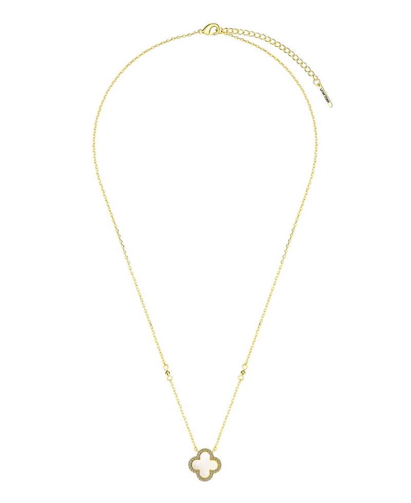 Unwritten Cubic Zirconia and Mother of Pearl Clover Necklace Set