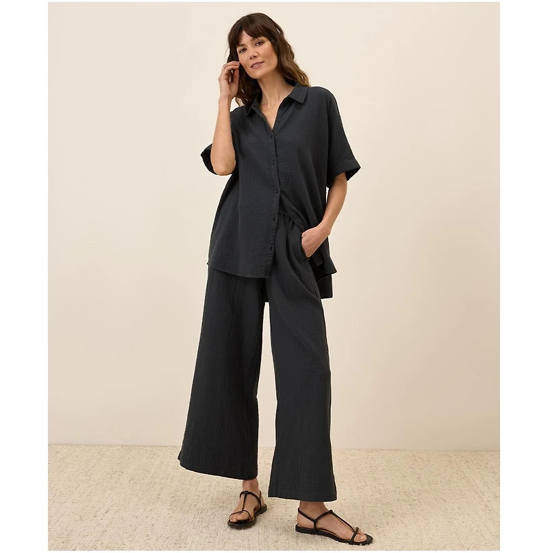 Pact Women's Organic Cotton Coastal Double Gauze Oversized Shirt