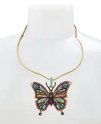 Betsey Johnson Faux Stone Boho Butterfly Pendant Wire Necklace