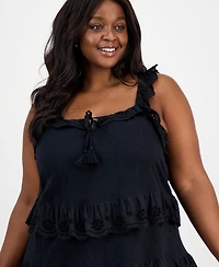 And Now This Trendy Plus Eyelet Cotton Sleeveless A-Line Dress, Exclusively at Macy's