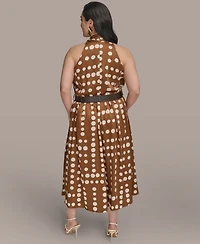Donna Kaaran New York Plus Polka-Dot Belted Midi Dress