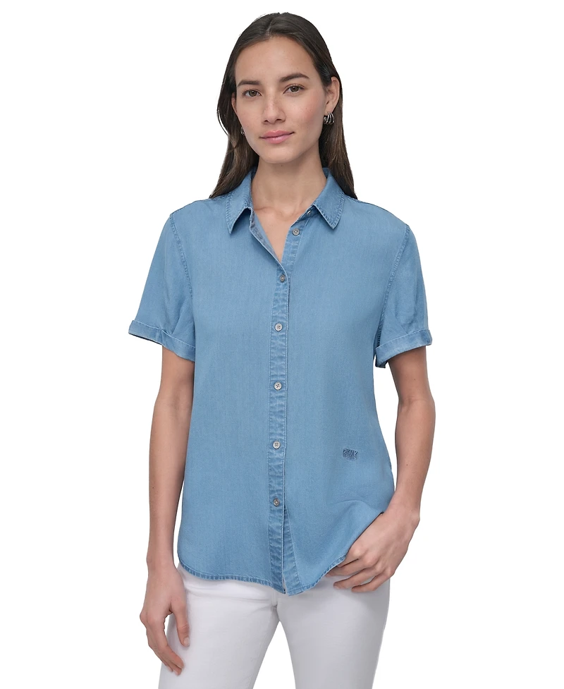 Dkny Jeans Women's Rolled-Sleeve Button-Up Shirt - FJZ
