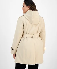 London Fog Plus Hooded Belted Raincoat