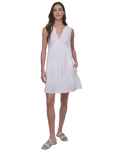 Dkny Jeans Women's Cotton Gauze Sleeveless Mini Dress