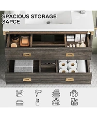 36" Bathroom Vanity with Motion Sensor Light, Wood Bathroom Vanity