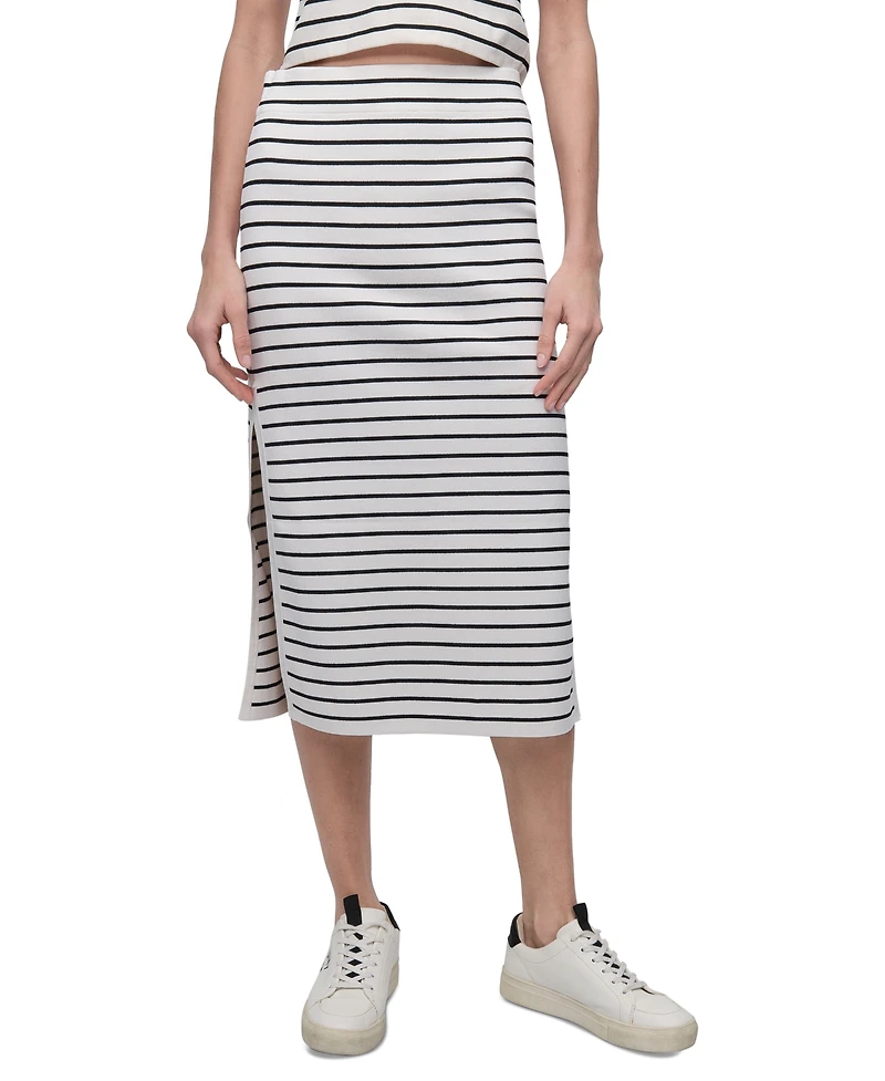 Dkny Jeans Women's Striped Midi-Length Pencil Skirt - IVK