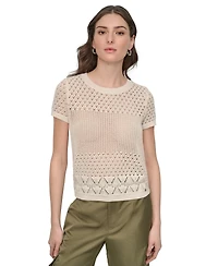 Dkny Jeans Women's Mixed-Stitch Short-Sleeve Sweater - G0H