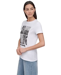 Dkny Jeans Women's Embellished Graphic Print Crewneck T-Shirt - WHB