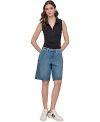 Dkny Jeans Women's High Rise Relaxed Cotton Denim Bermuda Shorts - OED