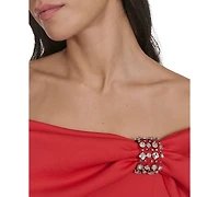 Jessica Howard Petite Embellished Off-The-Shoulder Gown