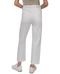 Dkny Jeans Women's High-Rise Classic Straight-Leg Raw-Hem - Wht