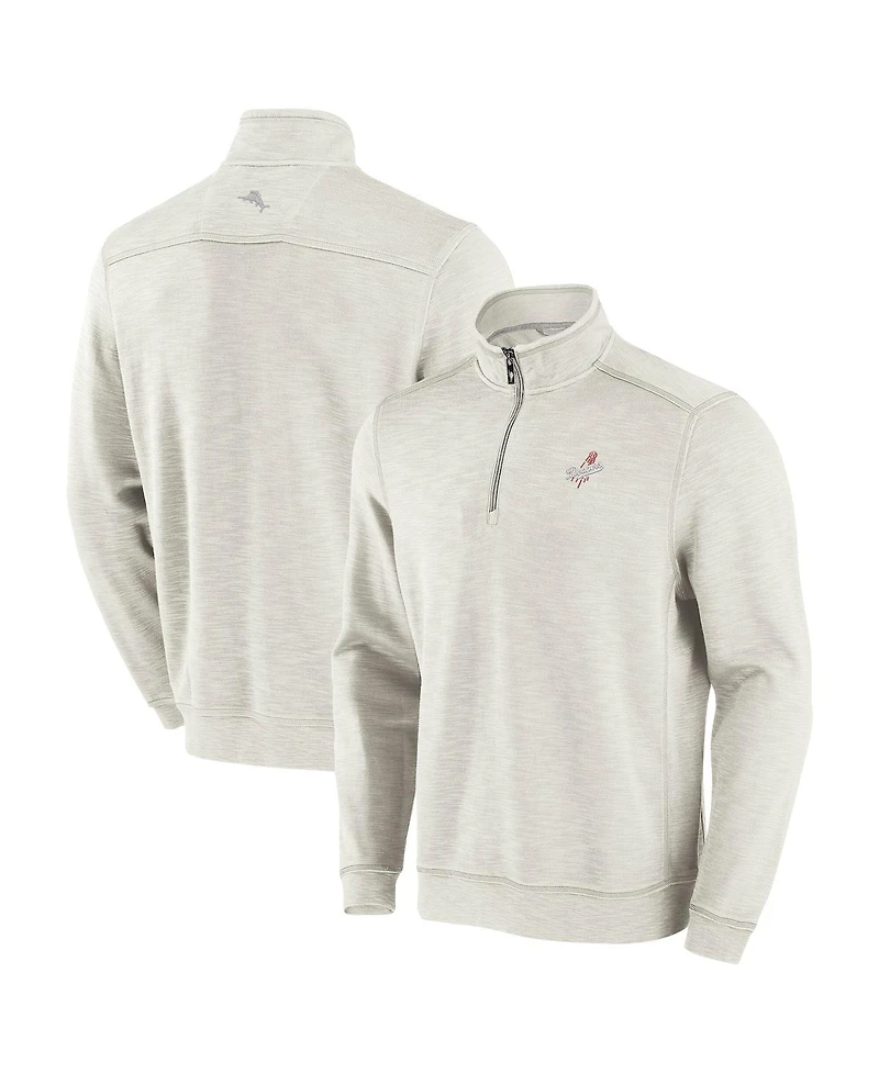 Tommy Bahama Men's Cream Los Angeles Dodgers Sport Tobago Bay Tri-Blend Half-Zip Sweatshirt