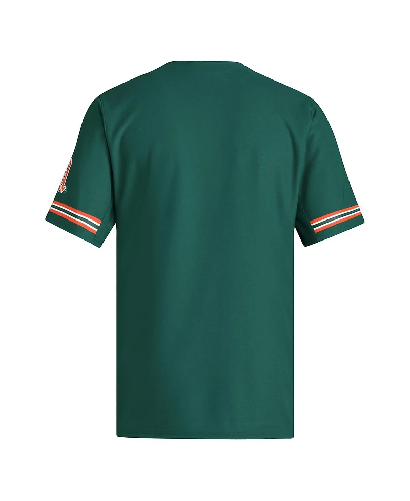 Adidas Men's Green Miami Hurricanes Reversible Retro Full-Button Baseball Jersey