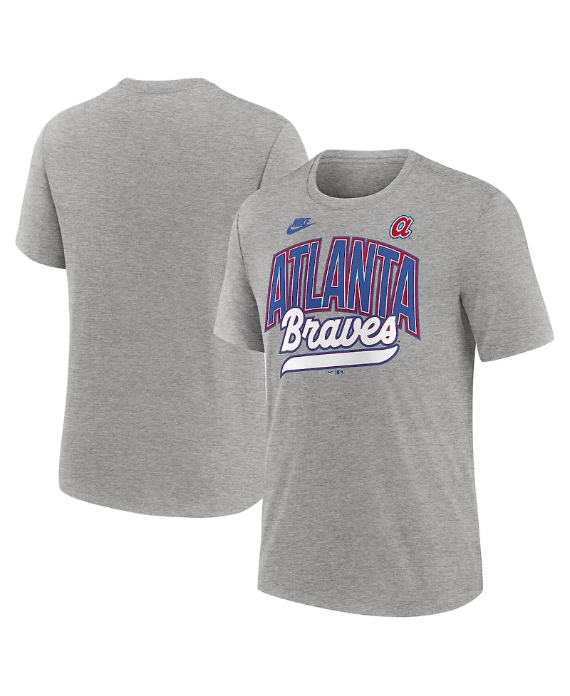 Nike Men's Heather Gray Atlanta Braves Cooperstown Collection Retro Tri-Blend T-Shirt