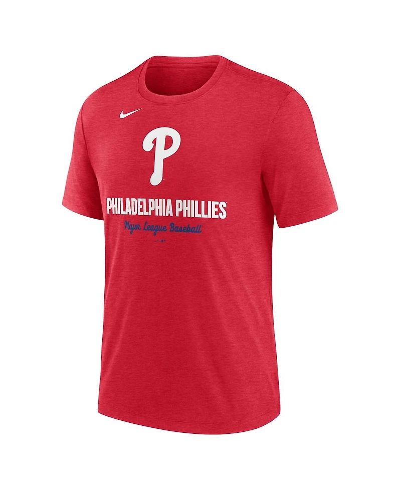 Nike Men's Heather Red Philadelphia Phillies Logo Tri-Blend T-Shirt