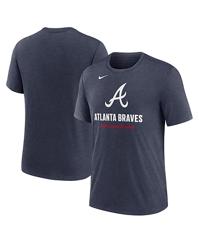 Nike Men's Heather Navy Atlanta Braves Logo Tri-Blend T-Shirt