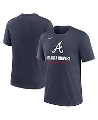 Nike Men's Heather Navy Atlanta Braves Logo Tri-Blend T-Shirt