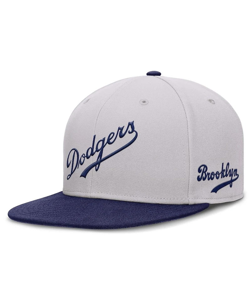 Nike Men's Gray Brooklyn Dodgers Cooperstown Collection True Performance Fitted Hat