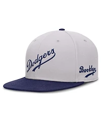 Nike Men's Gray Brooklyn Dodgers Cooperstown Collection True Performance Fitted Hat