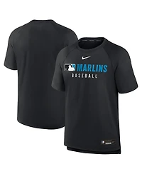 Nike Men's Black Miami Marlins Authentic Collection Pregame Raglan Performance T-Shirt