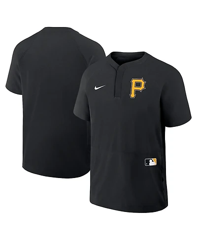 Nike Men's Black Pittsburgh Pirates Authentic Collection Raglan Short Sleeve Windshirt