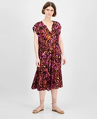 Democracy Women's Printed Extended-Shoulder Midi Dress