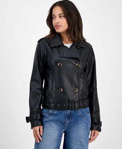 Steve Madden Women's Belted Faux-Leather Coat