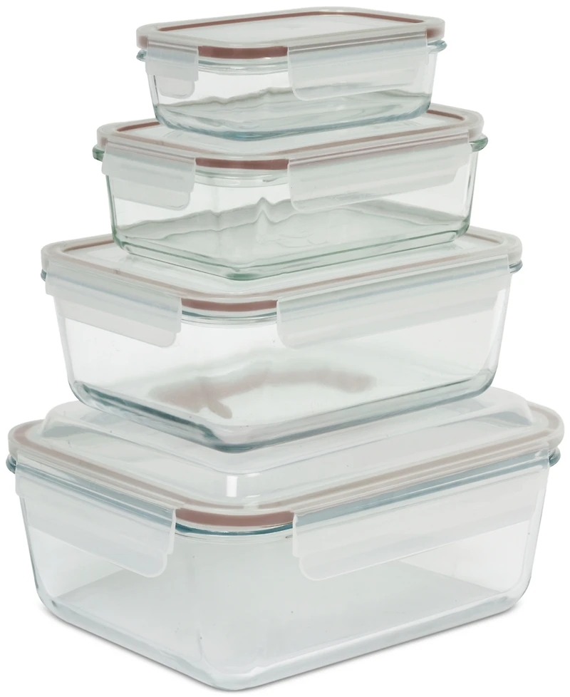 Sedona Kitchen 8-Piece Rectangular Glass Container Food Storage Set