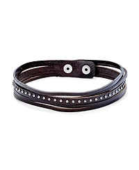 Bling Jewelry Hip Hop Punk Rocker Cuff Bracelet Metal Studded Rivets Multi-Layer Leather